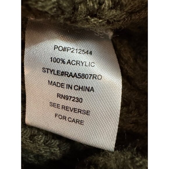 Almost Famous Hooded Cable Knit Sweater Women M Olive Green Acrylic Pullover Top - Picture 6 of 6